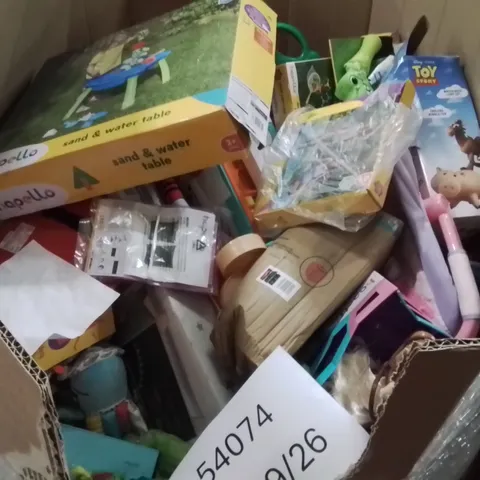 PALLET CONTAINING A LARGE QUANTITY OF ASSORTED KIDS ITEMS TO INCLUDE:WATER TABLE,BARBIE HORSE,PLUSHIE