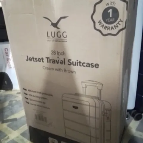 BOXED LUGG 28INCH JETSET TRAVEL SUITCASE CREAM WITH BROWN