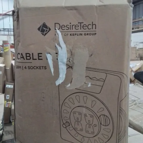 BOXED DESIRETECH 18m 4 SOCKET CABLE REEL