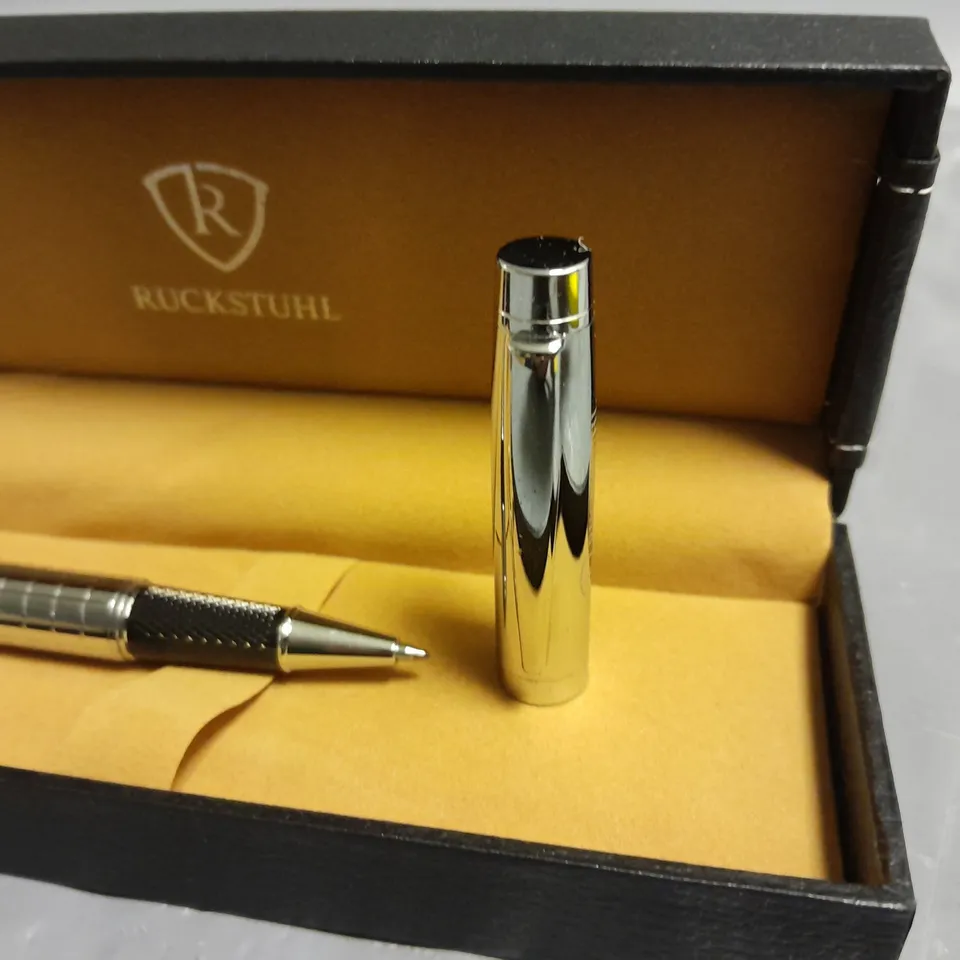 RUCKSTUHL STAINLESS STEEL HAND ASSEMBLED LUXURY PEN IN GIFT BOX 