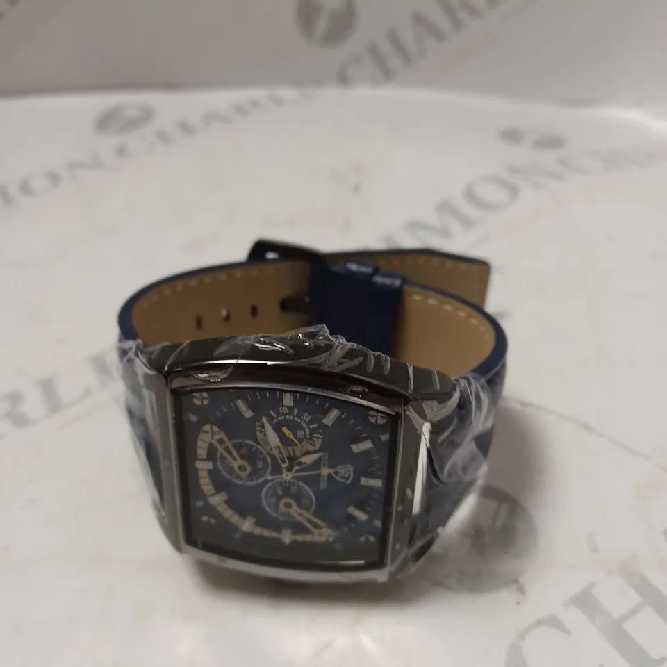 MEN’S RUCKSTUHL R300 CHRONOGRAPH WATCH – BLUE MULTI FUNCTION DIAL – BLACK CASE - 3ATM WATER RESISTANT – GENUINE LEATHER STRAP