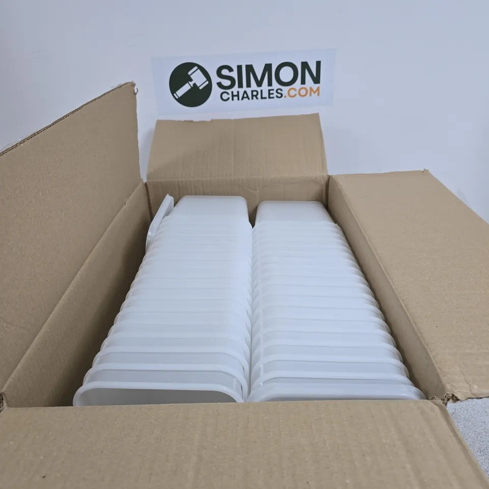 BOX OF APPROXIMATELY 30 PLASTIC STORAGE TUBS WITH LIDS