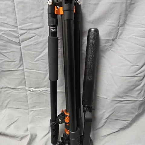 K&F CONCEPT TRAVEL TRIPOD – BLACK WITH ORANGE CLAMPS