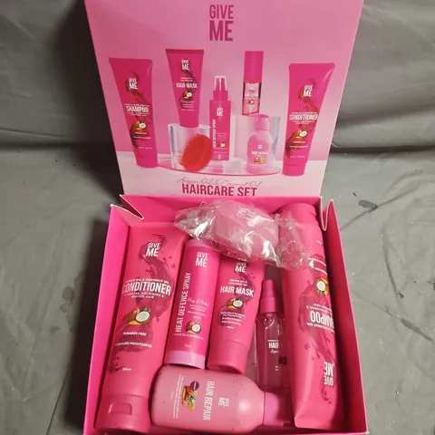GIVE ME 7PCE HAIRCARE SET – ARGAN & COCONUT OIL, PINK GIFT BOX
