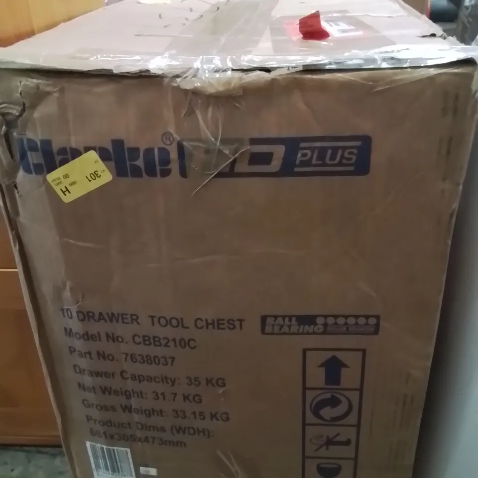 BOXED CLARKE CBB210C HD PLUS 10 DRAWER TOOL CHEST