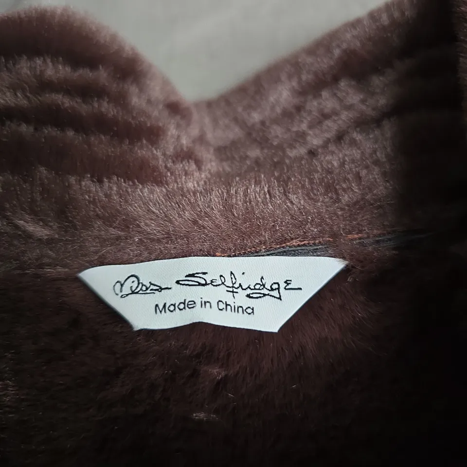 MISS SELFRIDGES BROWN LEATHER SHEARLING JACKET – UK 8 (EU 36, US 4)