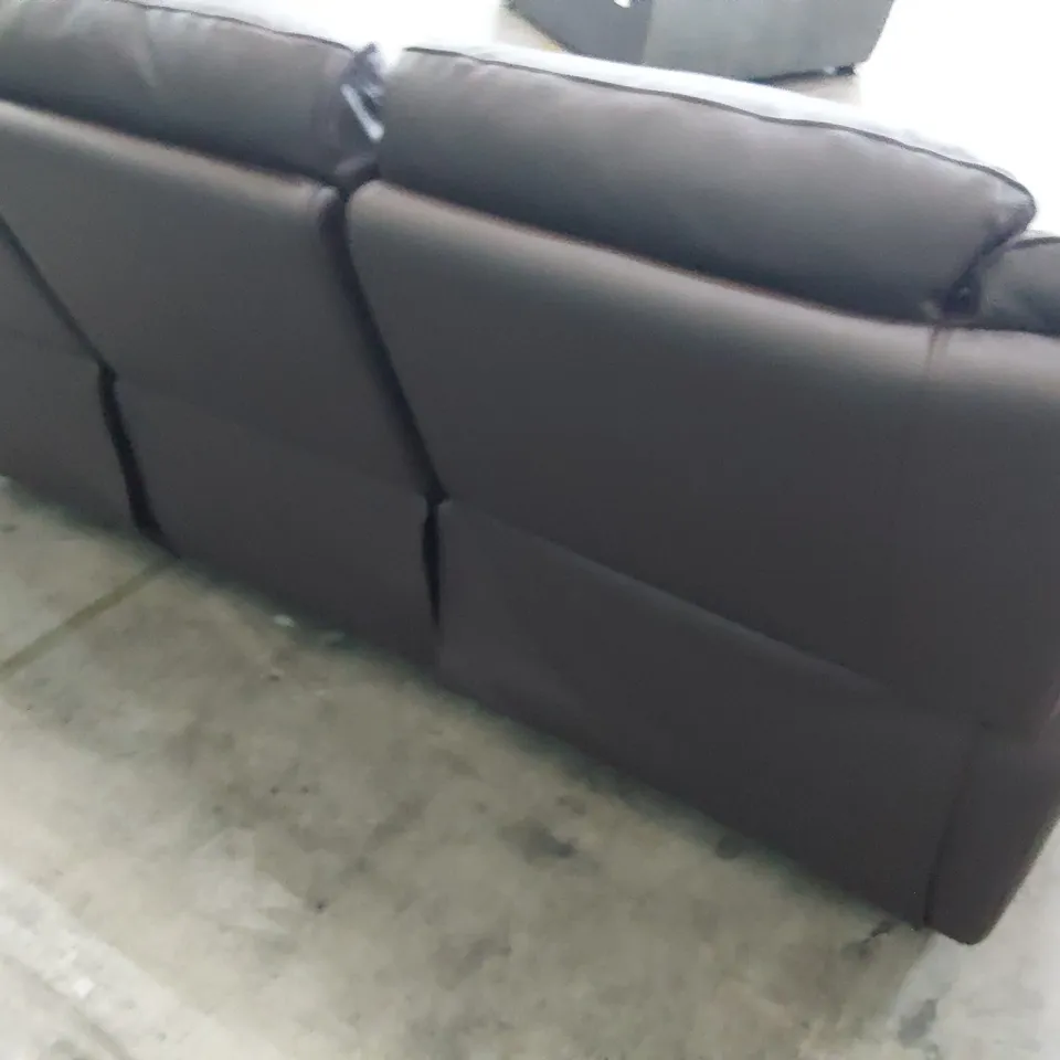 DESIGNER ALBION MANUAL RECLINING THREE SEATER SOFA BROWN FAUX LEATHER