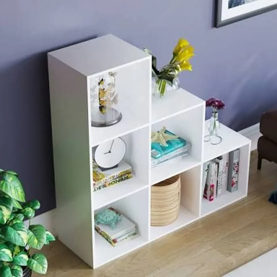 BOXED VIDA DESIGNS DURHAM 6 CUBE STAIRCASE STORAGE UNIT - WHITE (1 BOX)