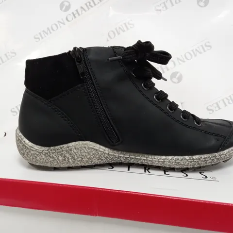 RIEKER LACE ANKLE BOOT BLACK SIZE 5 - BOXED