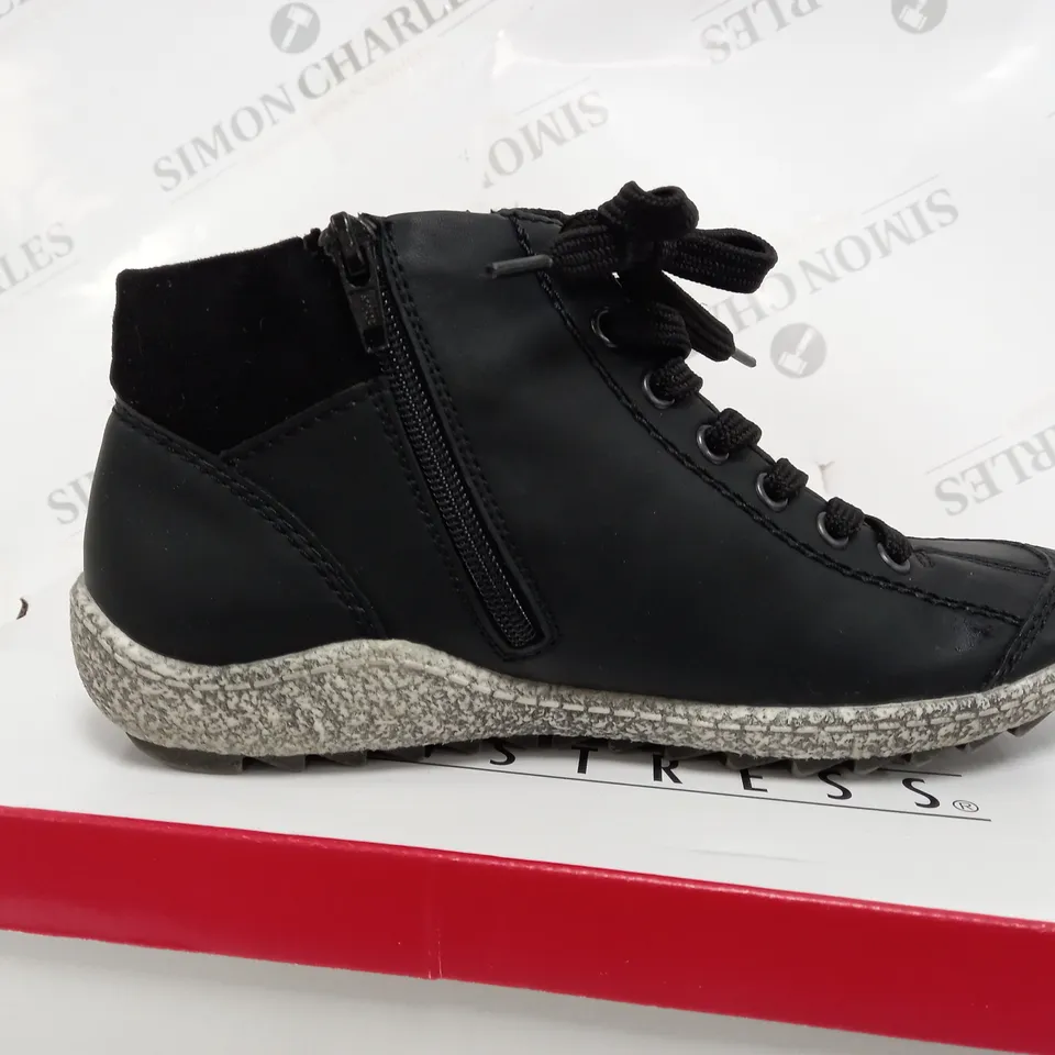 RIEKER LACE ANKLE BOOT BLACK SIZE 5 - BOXED 