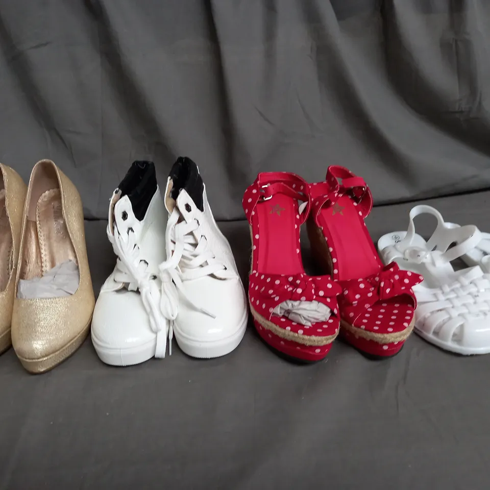 LARGE QUANTITY OF ASSORTED WOMENS SHOES IN VARIOUS SIZES, COLOURS AND STYLES