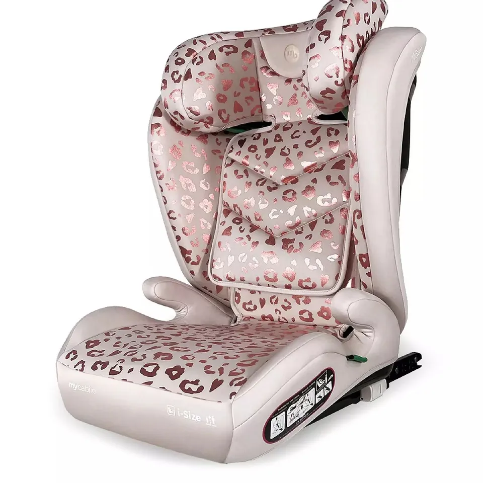 BOXED MY BABIIE ISIZE BLUSH LEOPARD CAR SEAT (100-150CM)