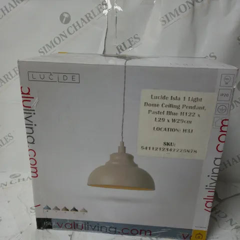 LUCIDE ISLA 1 LIGHT DOME CEILING PENDANT