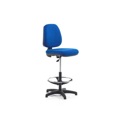 BOXED SOFT WORKSHOP CHAIR DARWIN WITH FOOTREST, 635-815MM, BLUE FABRIC