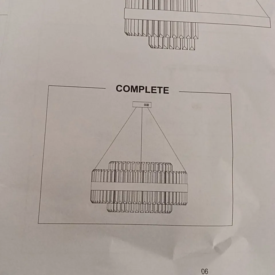 BOXED CHANDELIER LIGHT PENDANT - GOLD/GLASS (1 BOX) 