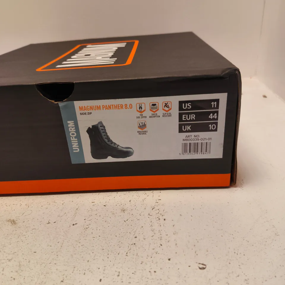 MAGNUM PANTHER 8.0 SIDE ZIP BOOTS – BLACK, UK 10 (US 11 / EU 44)