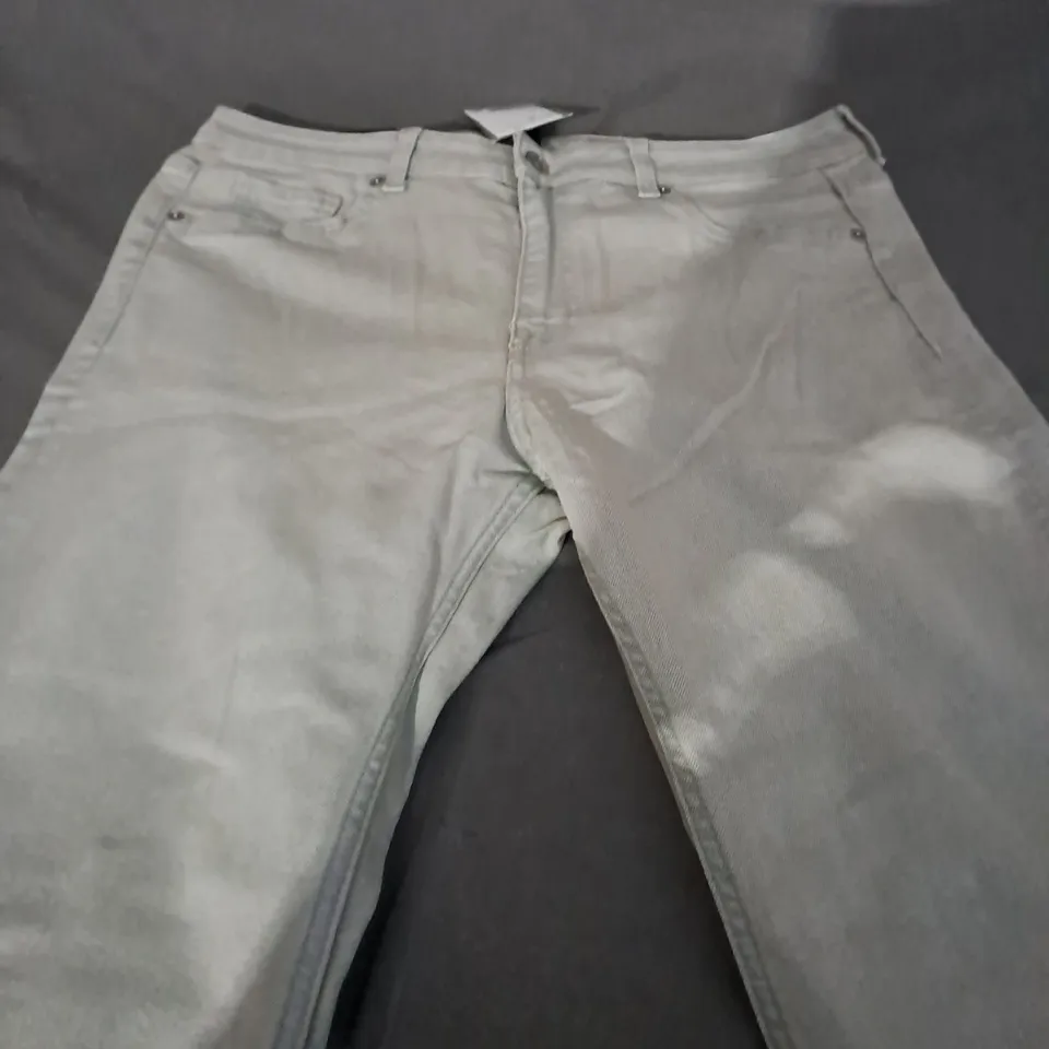 H&M DIVIDED LIGHT GREEN DENIM TROUSERS - UK 18