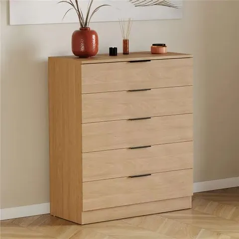 BOXED VIDA DESIGNS TREGA 5 DRAWER CHEST, PINE (1 BOX)