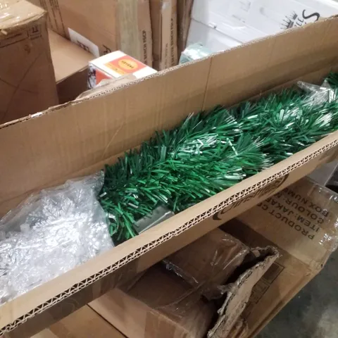 2 BOXED 3FT FIBRE OPTIC GREEN SNOWFLAKE TREES 