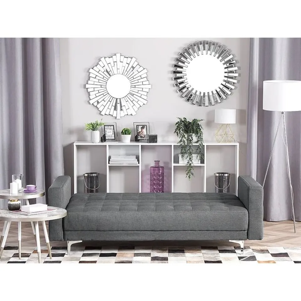 BOXED FINNEGAN THREE SEATER CLICK CLACK SOFA BED GREY 