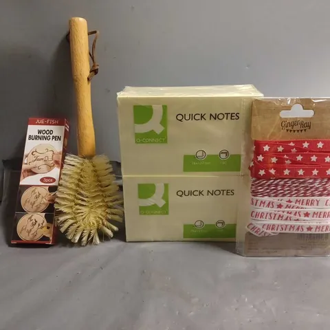 APPROXIMATELY 14 ASSORTED ITEMS TO INCLUDE - QUICK NOTE , WOOD BURNING PEN , BRUSH ETC