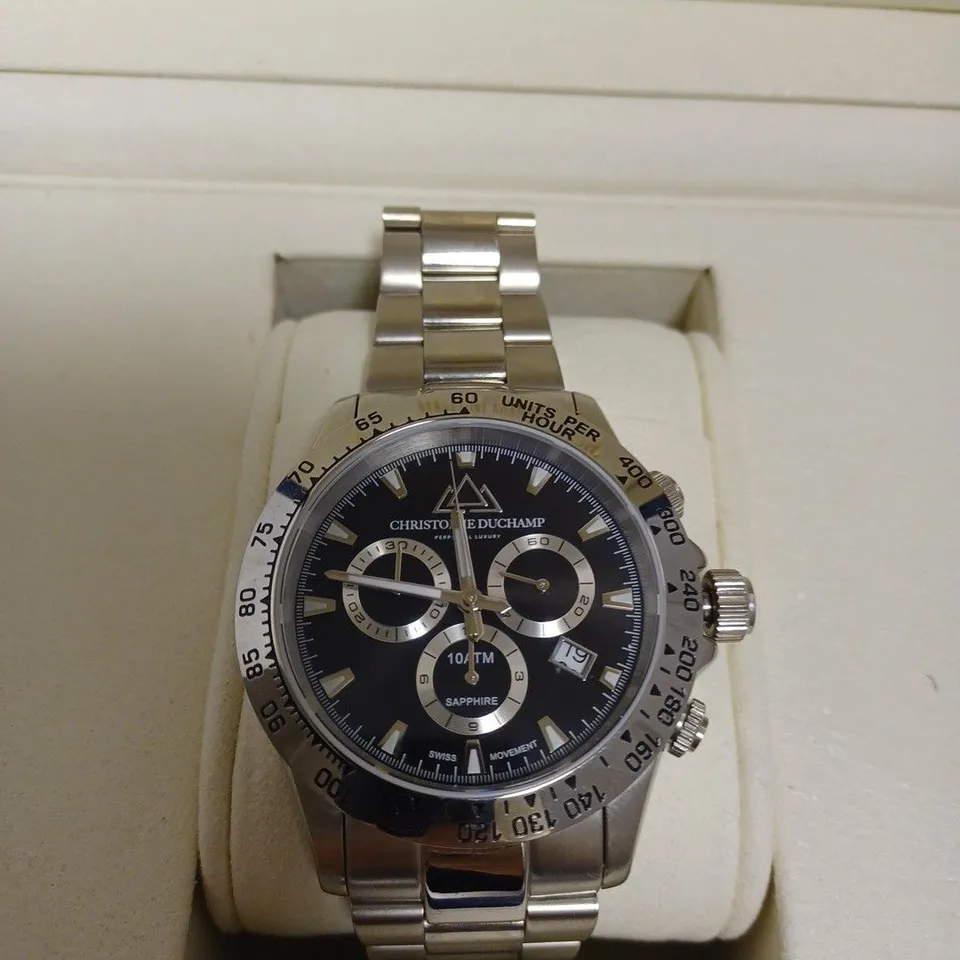 BOXED CHRISTOPHE DUCHAMP GENTS SWISS MOVEMENT WATCH