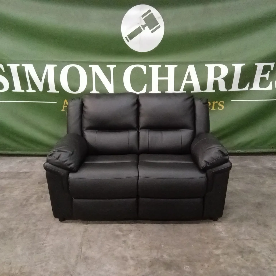 ALBION LUXURY FAUX LEATHER HIGH BACK 2 SEATER SOFA - BLACK RRP £519