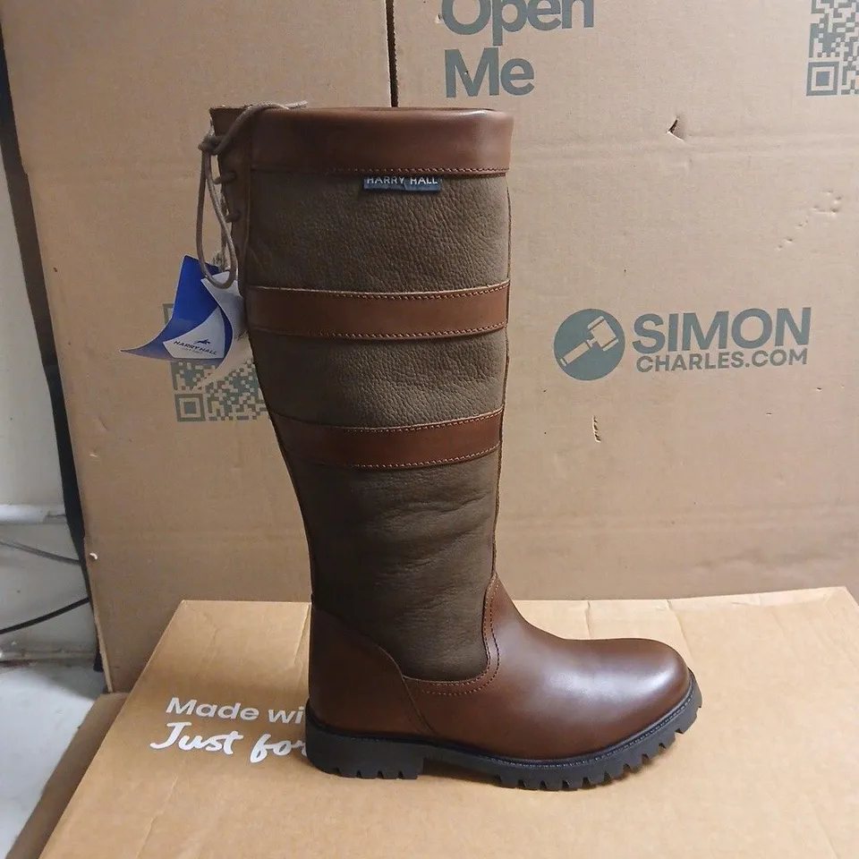 HARRY HALL DENTON LONG COUNTRY BOOT DARK BROWN BOXED UK 6