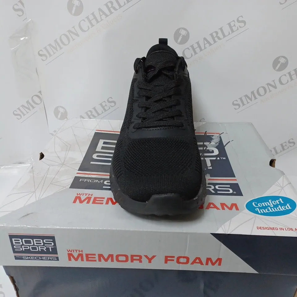 BOXED PAIR OF SKECHERS BOBS FACE OFF TRAINERS BLACK UK SIZE 6.5