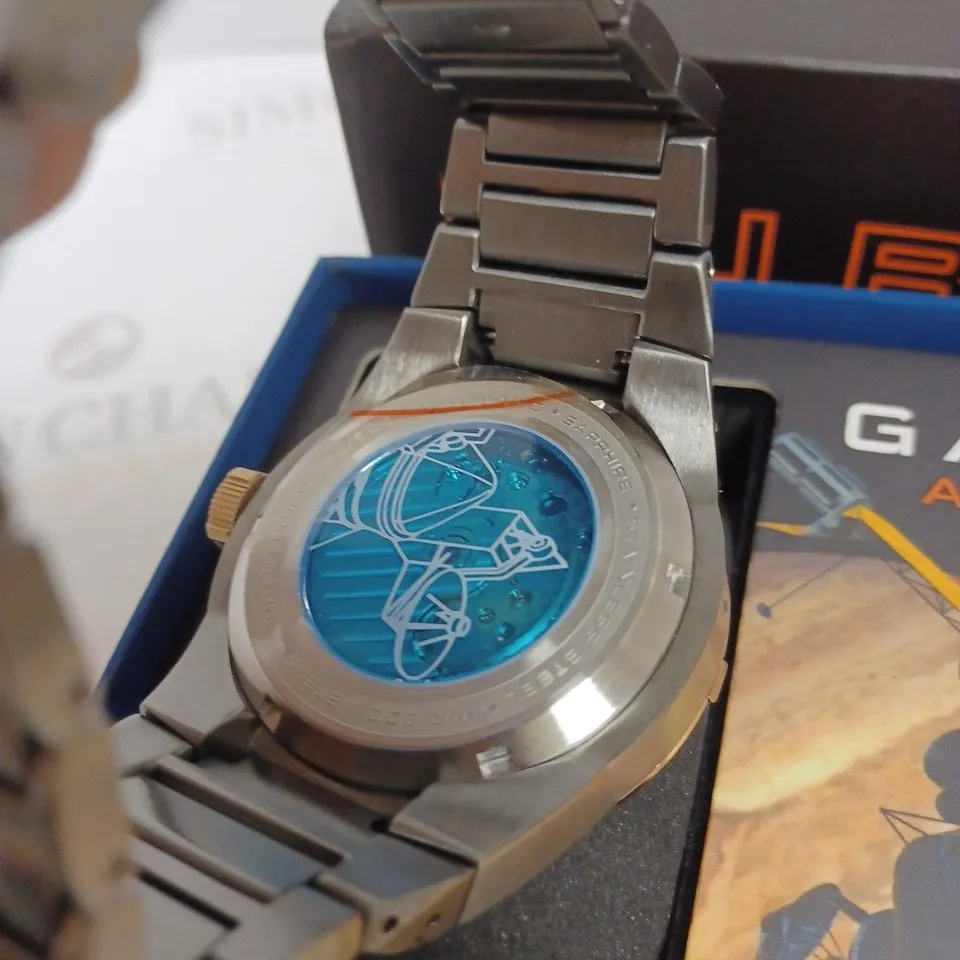 BOXED NUBEO GENTS GALLILEO LTD ED AUTOMATIC WATCH STAINLESS STEEL WITH NUSOUND AUDIO EAR BUDS
