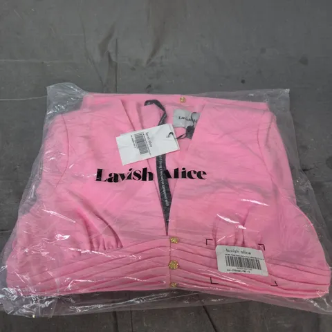 LAVISH ALICE SALMA FLUTED SLEEVE MIDI DRESS – PINK, UK 14