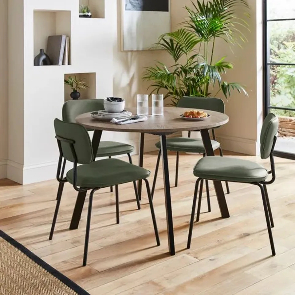 BOXED MAVEN 4 SEATER ROUND DINING TABLE, LIGHT WOOD PARQUET (1 BOX)