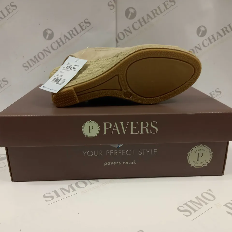 BOXED PAIR OF PVAERS PEEP TOE WEDGE SANDALS BEIGE UK SIZE 3 