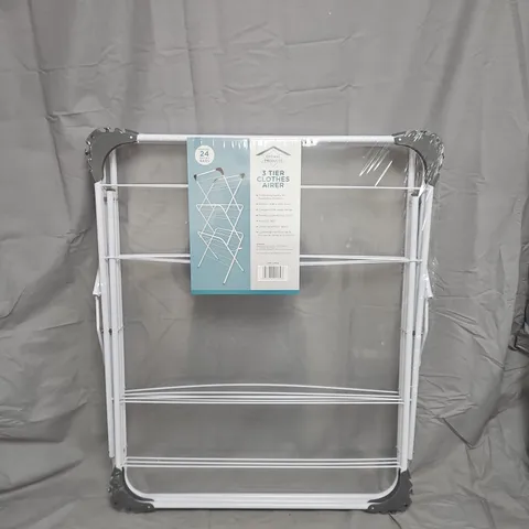3-TIER CLOTHES AIRER – WHITE DRYING RACK - COLLECTION ONLY