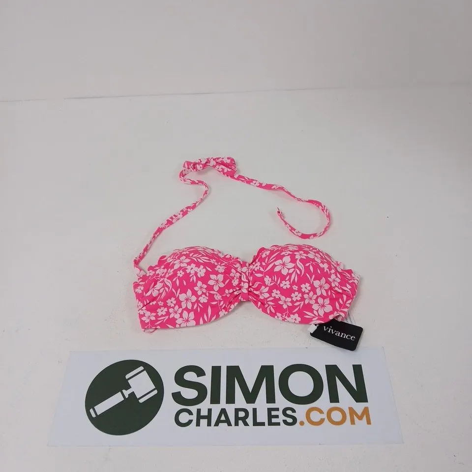 VIVANCE PINK FLORAL BIKINI TOP - SIZE 8C