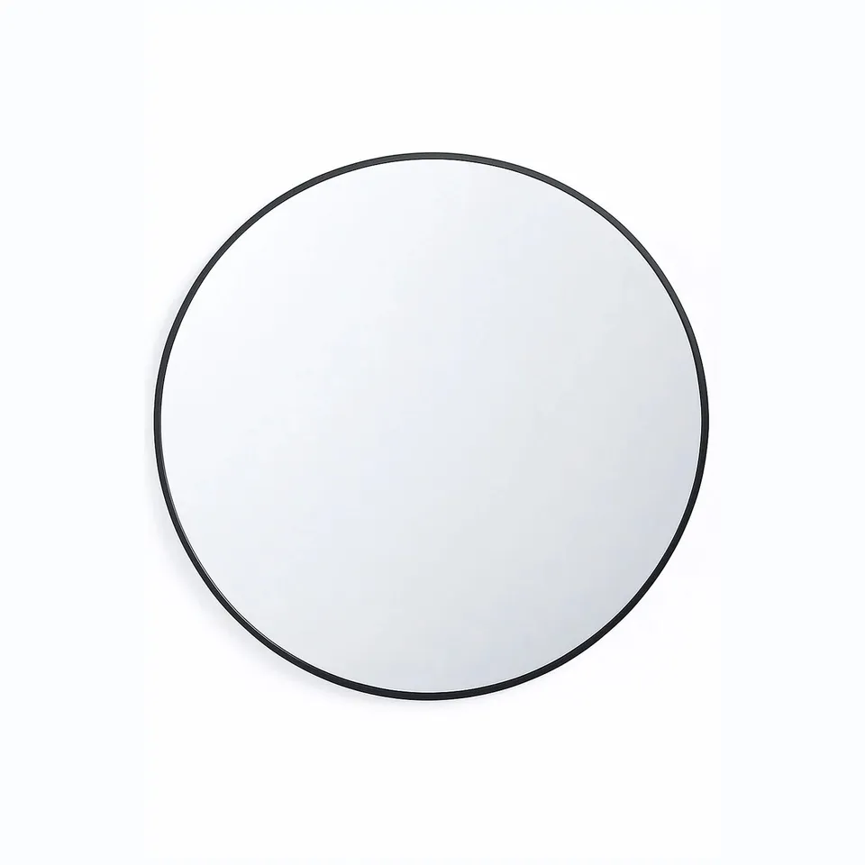 BOXED NEO 70cm BLACK ROUND METAL FRAME WALL MIRROR (1 BOX)