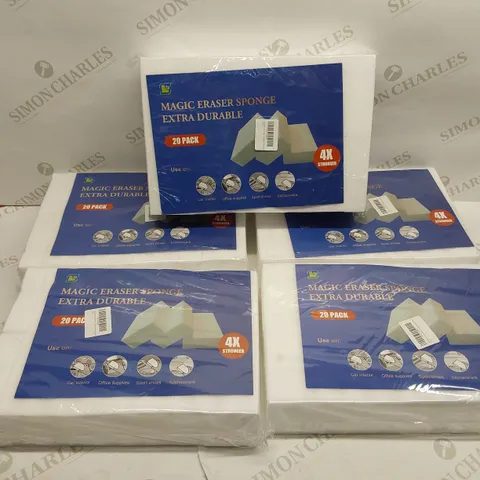 BOX OF APPROXIMATELY 5X 20PCS FOAMWOLD EXTRA DURABLE MAGIC ERASER SPONGES