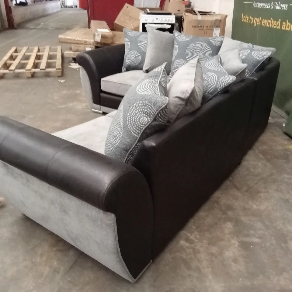 DANUBE FABRIC/FAUX LEATHER LEFT HAND CORNER GROUP SCATTER BACK SOFA RRP £1049