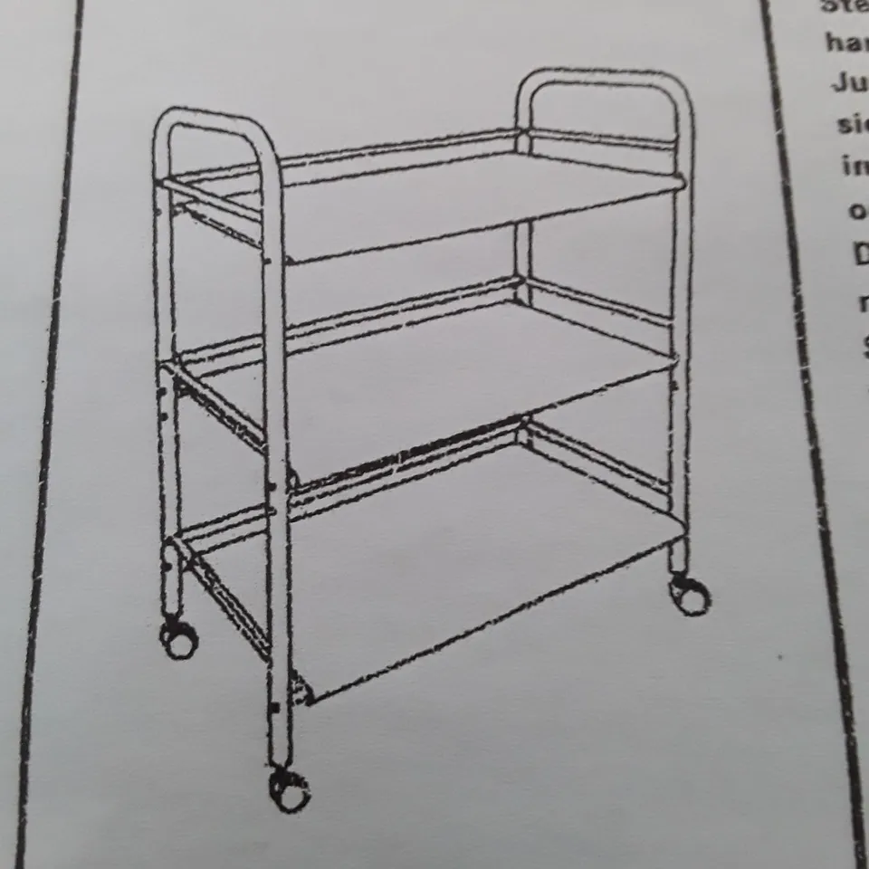 BOXED 3 TIER METAL KITCHEN TROLLEY WITH WHEELS
