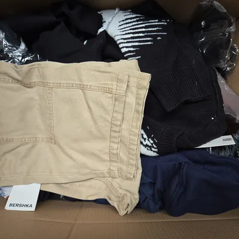 LARGE BOX OF ASSORTED CLOTHING ITEMS IN VARIOUS SIZES, STYLES AND COLOUR  - COLLECTION ONLY 