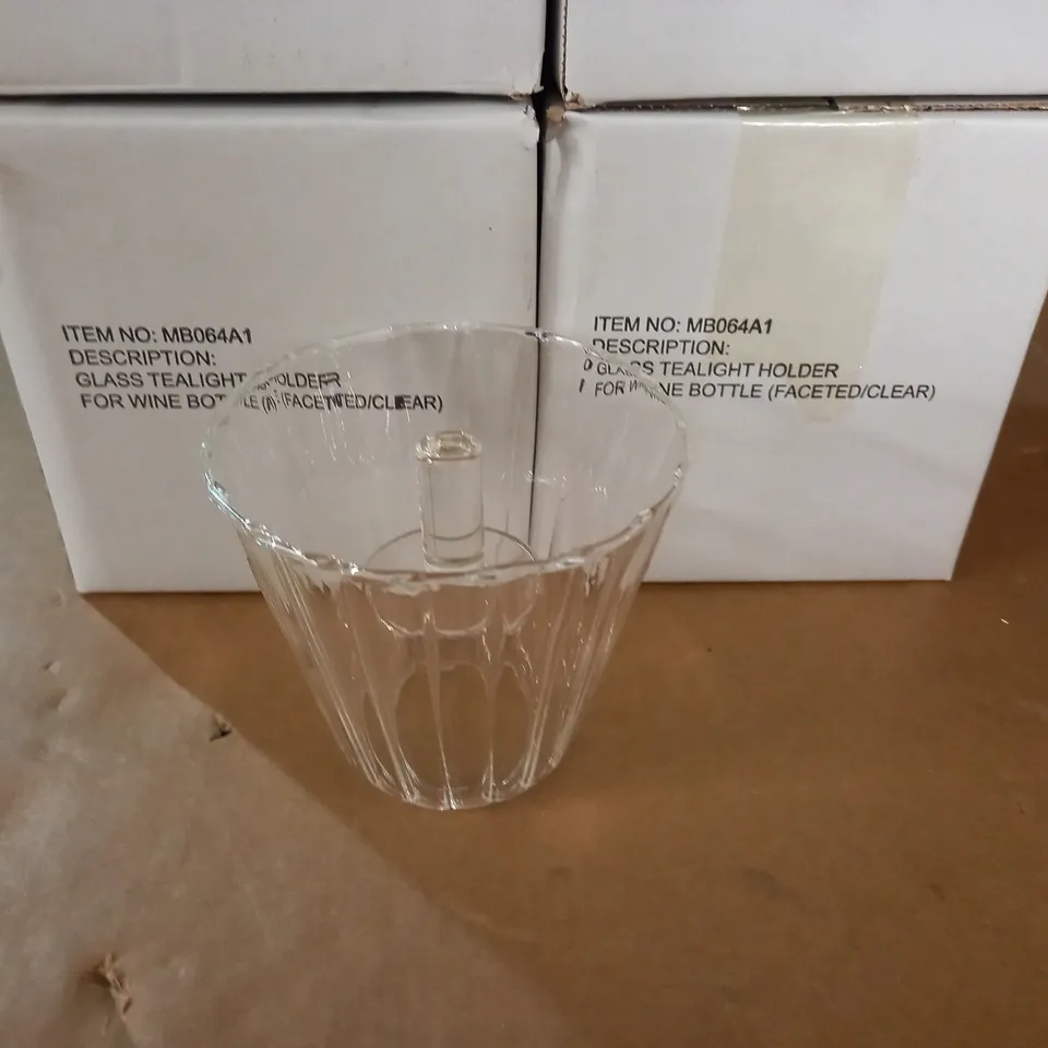 LOT OF 4 GLASS TEALIGHT HOLDERS FOR WINE BOTTLES 