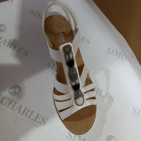 RIEKER WEDGE SANDAL IN WHITE SIZE 7.5