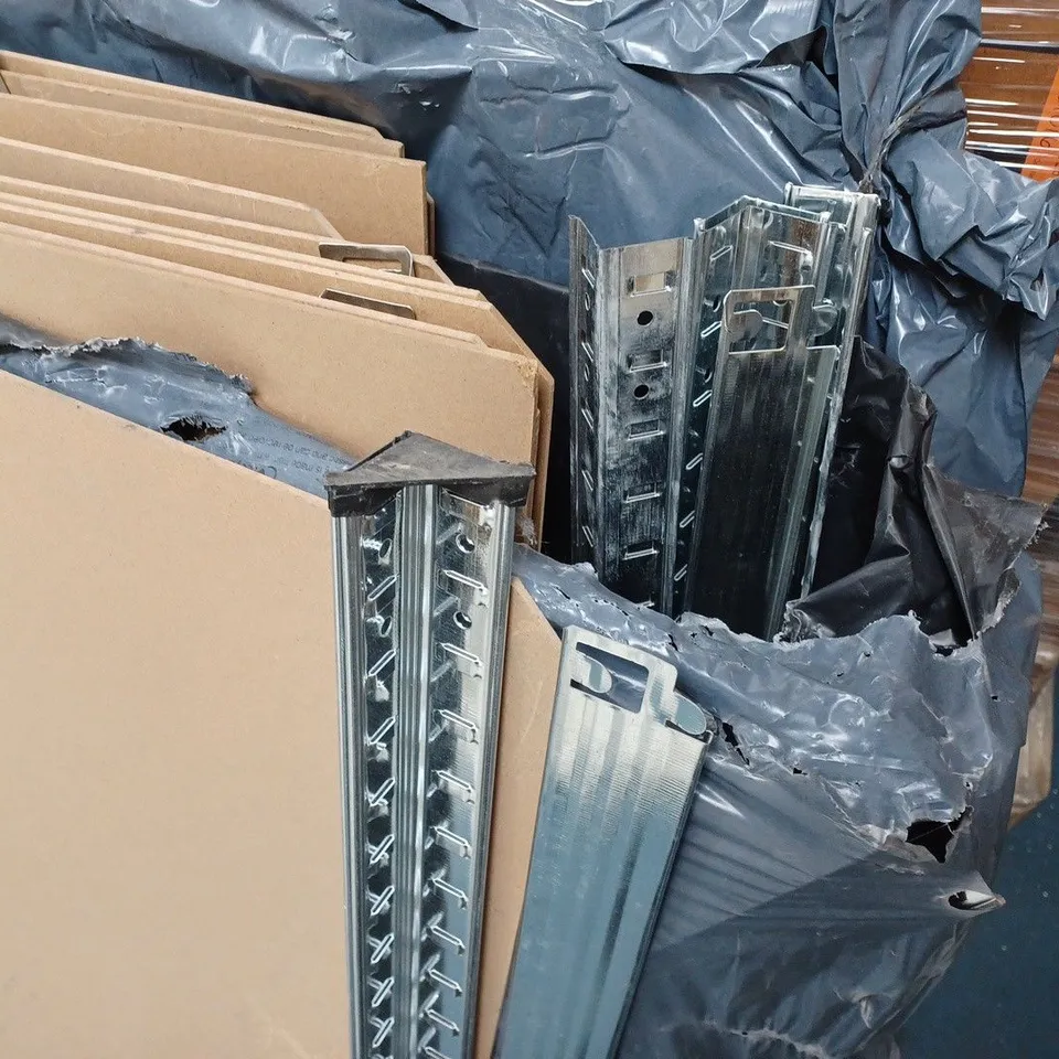 LOT OF SHELVING BOARDS AND RACKING 