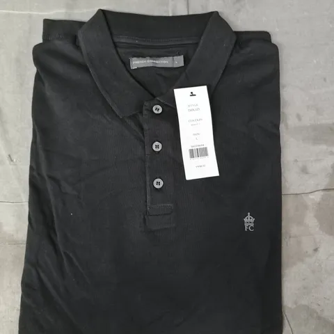 FRENCH CONNECTION BLACK POLO SHIRT SIZE LARGE
