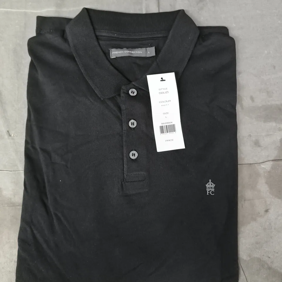FRENCH CONNECTION BLACK POLO SHIRT SIZE LARGE