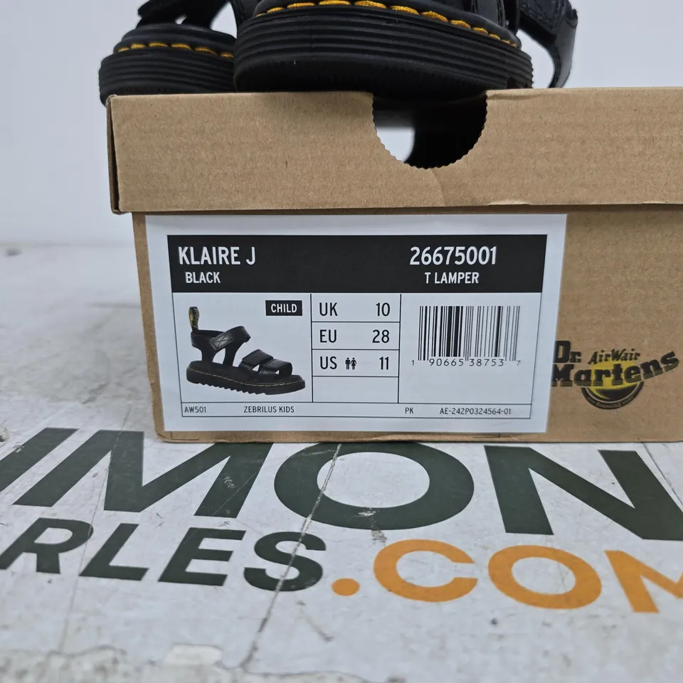 DR MARTENS KLAIRE J BLACK CHILDRENS SANDAL KIDS SIZE 10