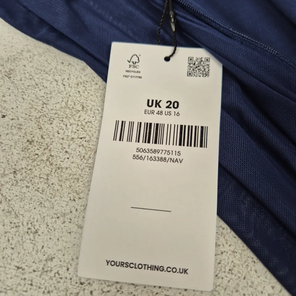 Blue Ruched V-Neck Maxi Dress – UK 20 (EU 48, US 16) – Yours Clothing