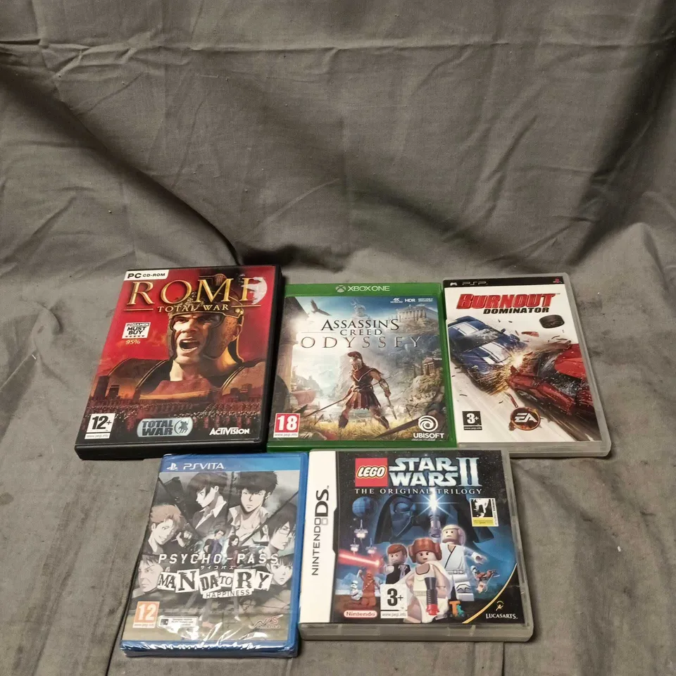 APPROXIMATELY 20 ASSORTED VIDEO GAMES TO INCLUDE PSP, XBOX ONE, NINTENDO DS, PS VITA, PC CD ROM ETC