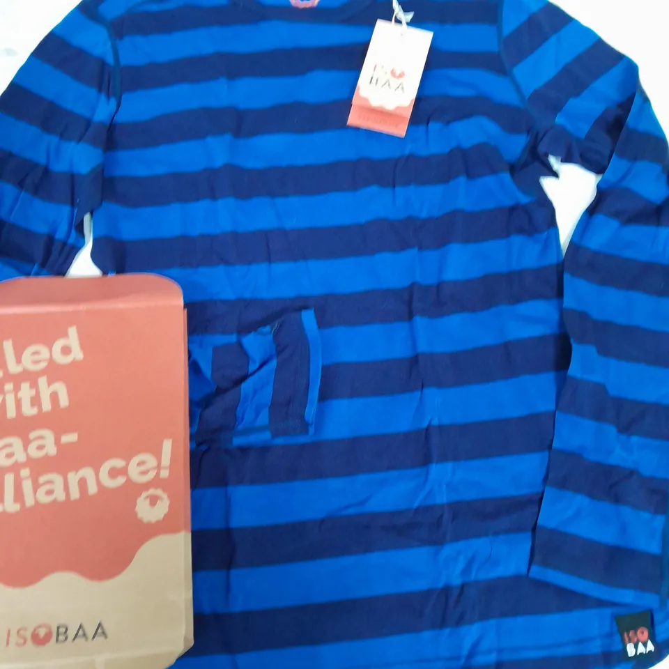 ISA BAA WOMENS BLUE STRIPED LONG SLEEVE T-SHIRT - XL