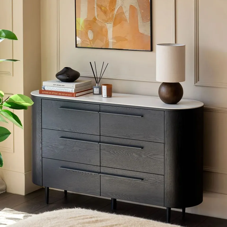 BOXED DANETTI MANHATTAN WHITE CERAMIC CHEST OF DRAWERS